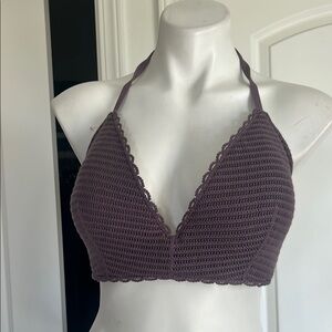 Shade & Shore Purple Textured Bikini Top